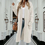 Lange gebreide cardigan dames met zakken