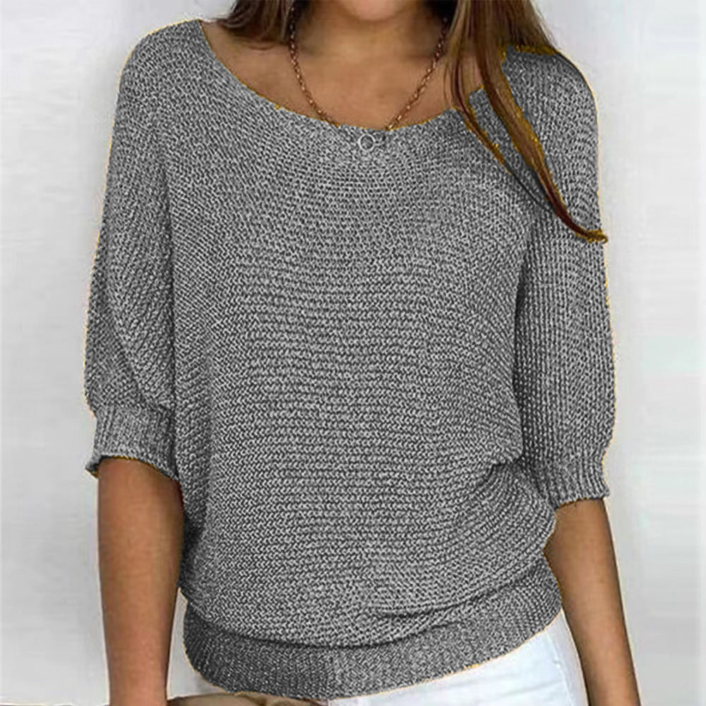 Luchtige dames trui | Halflange mouw gebreid shirt
