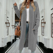 Lange gebreide cardigan dames met zakken