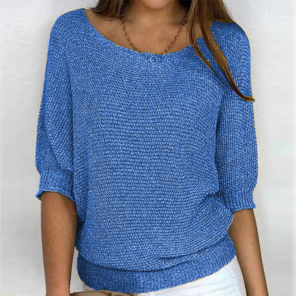 Luchtige dames trui | Halflange mouw gebreid shirt