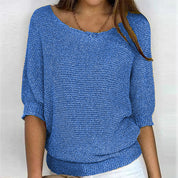 Luchtige dames trui | Halflange mouw gebreid shirt