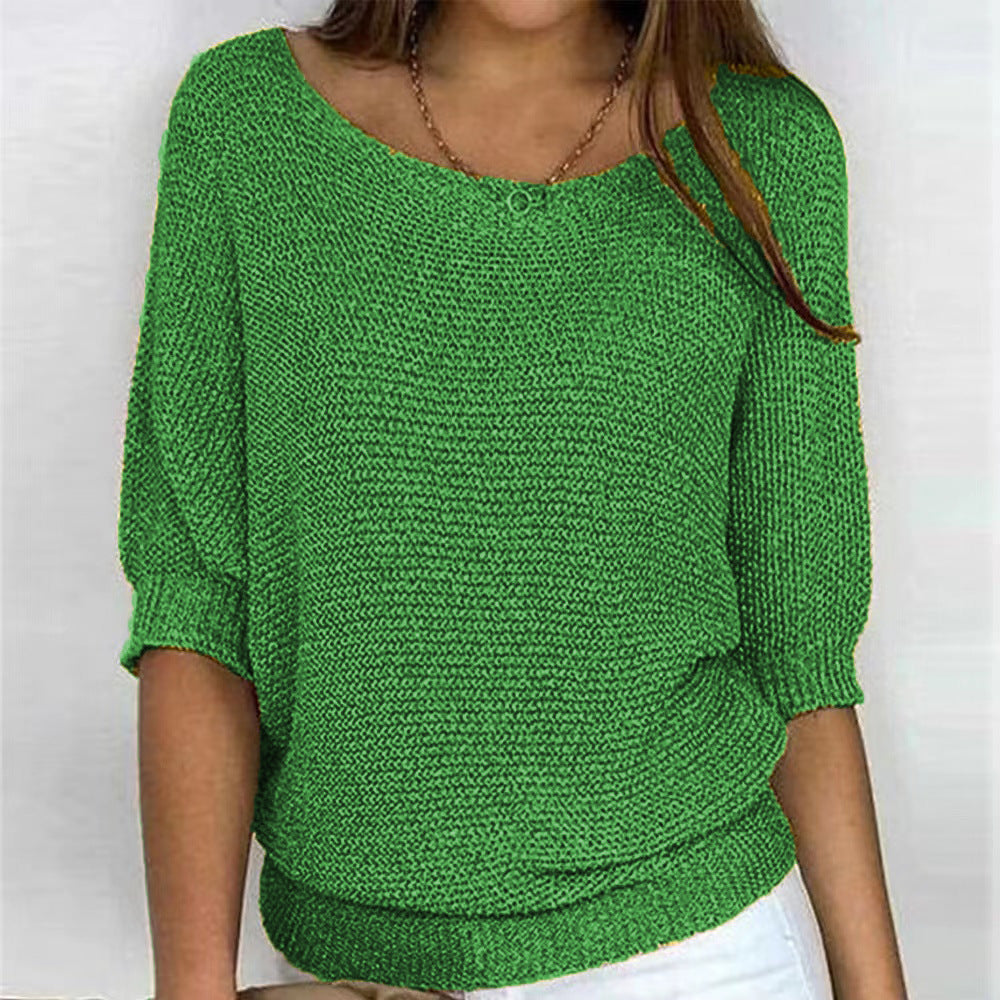 Luchtige dames trui | Halflange mouw gebreid shirt