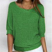 Luchtige dames trui | Halflange mouw gebreid shirt