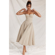Dames zomerjurk met corset en verstelbare bandjes midi