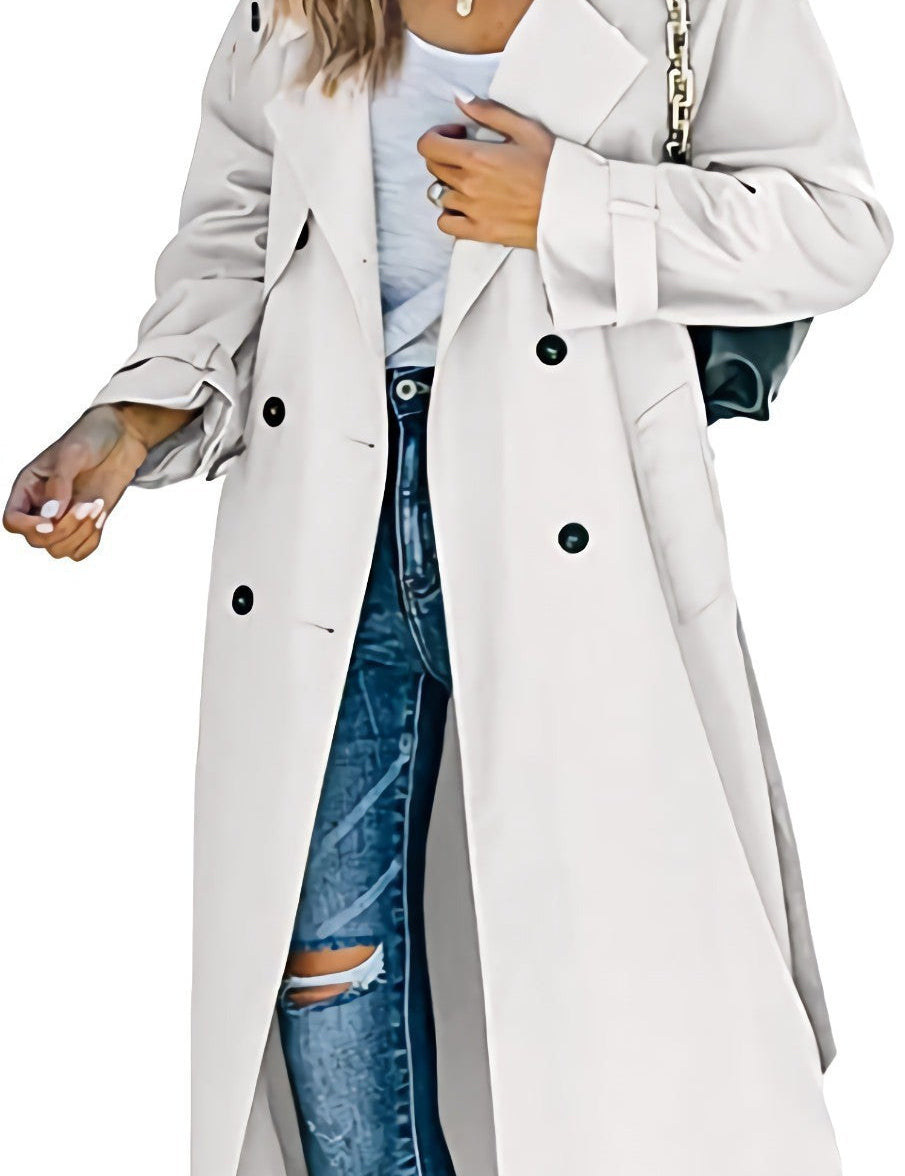 Lange dames trenchcoat met reverskraag