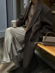 Dames oversized mantel met wollen look voor winter