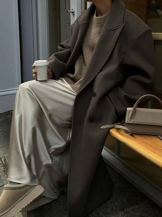 Dames oversized mantel met wollen look voor winter