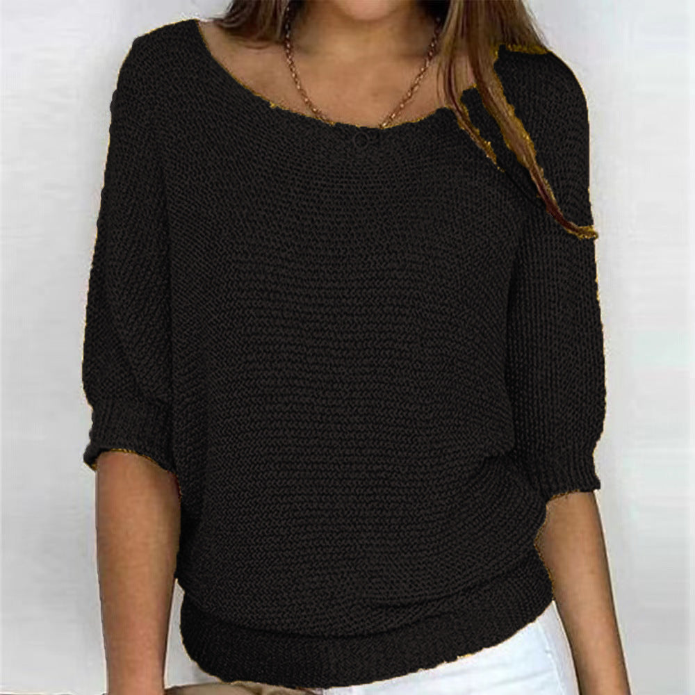 Luchtige dames trui | Halflange mouw gebreid shirt