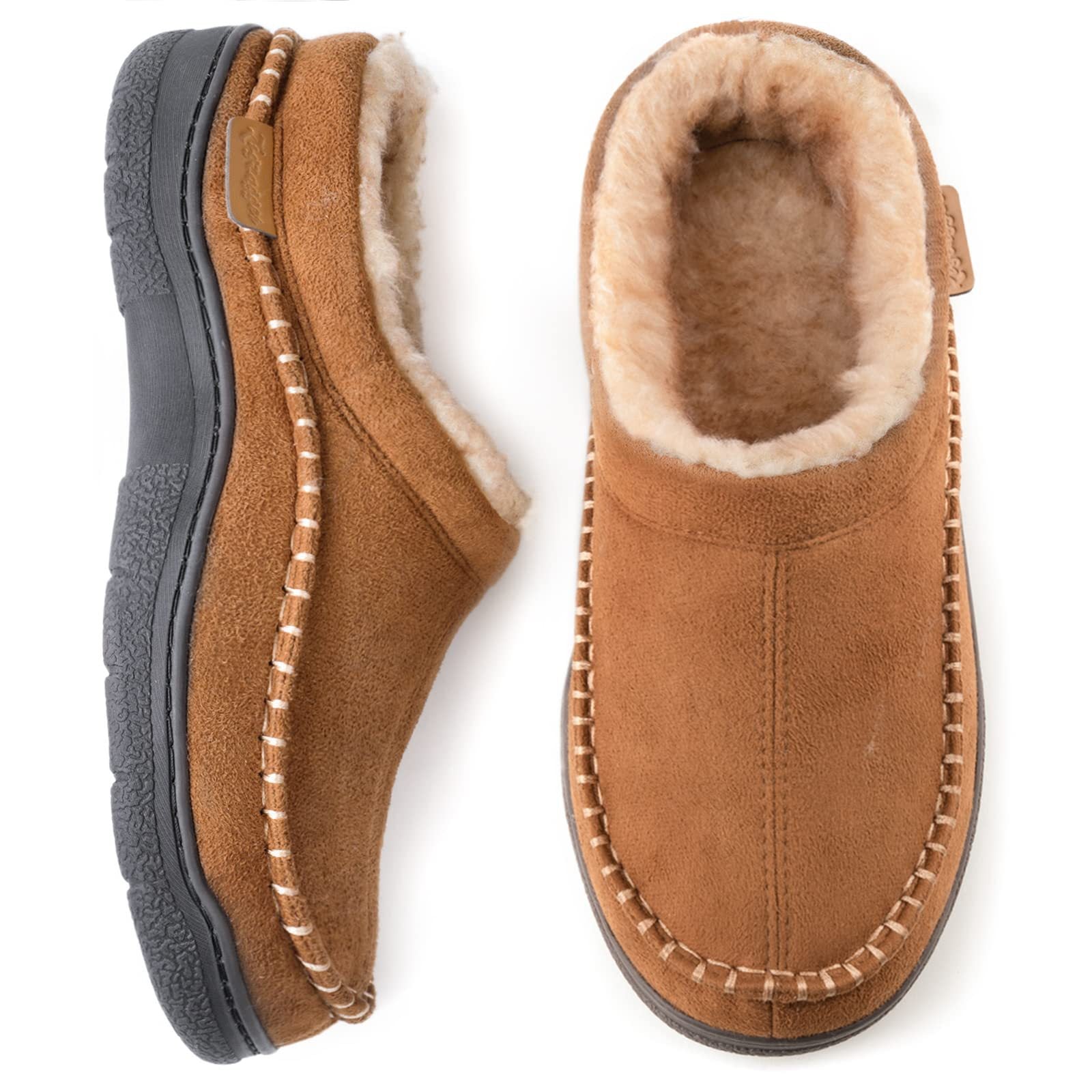 Warme Pantoffels met Bontvoering | Suede Look | Anti-Slip Zool | Instap Sloffen Winter