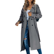 Lange dames trenchcoat met reverskraag