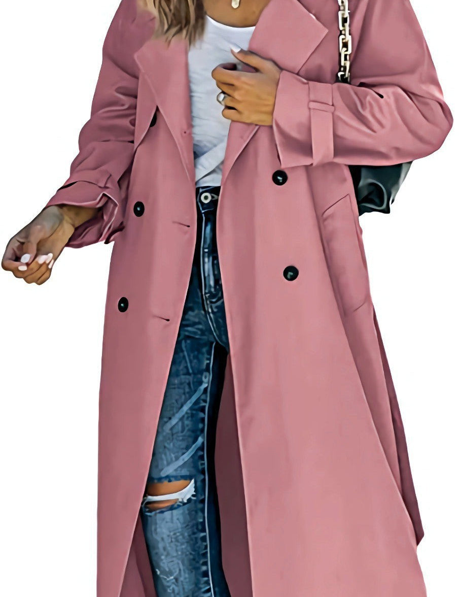 Lange dames trenchcoat met reverskraag