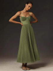 Women's summer midi dress with flared skirt