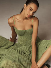 Women's summer midi dress with flared skirt
