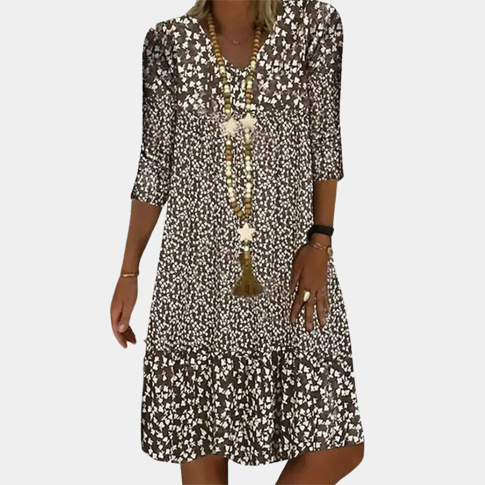 Dames korte zomerjurk - Elegante pasvorm met print
