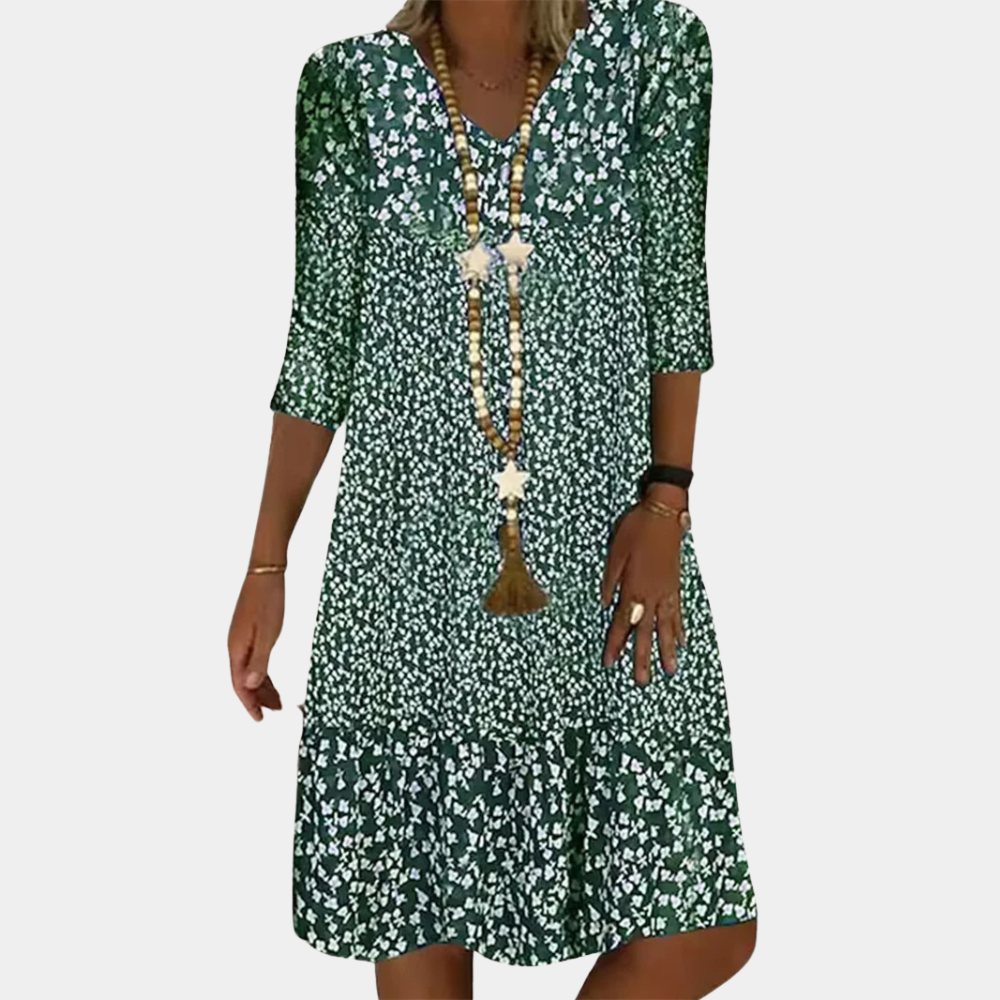 Dames korte zomerjurk - Elegante pasvorm met print