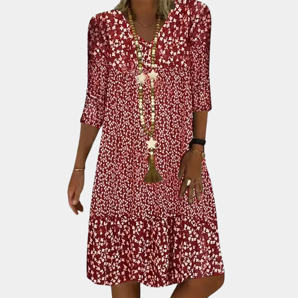 Dames korte zomerjurk - Elegante pasvorm met print