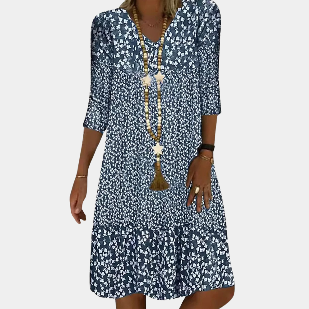 Dames korte zomerjurk - Elegante pasvorm met print