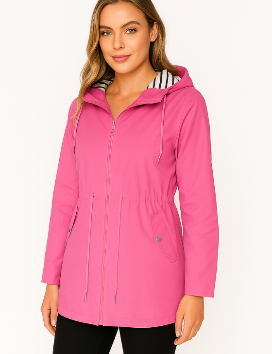 Dames regenjas | Parka met verstelbare taille en capuchon