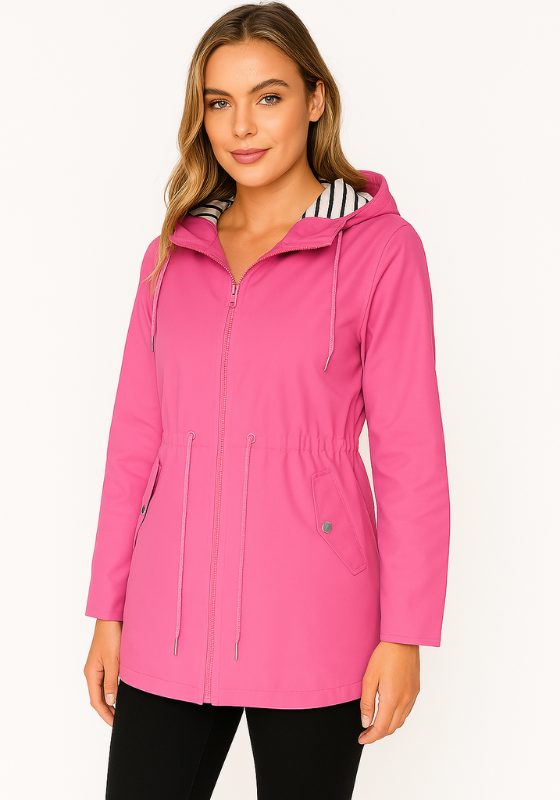 Dames regenjas | Parka met verstelbare taille en capuchon
