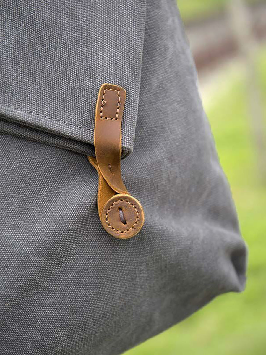 Dames canvas schoudertas | Crossbody met leren look band