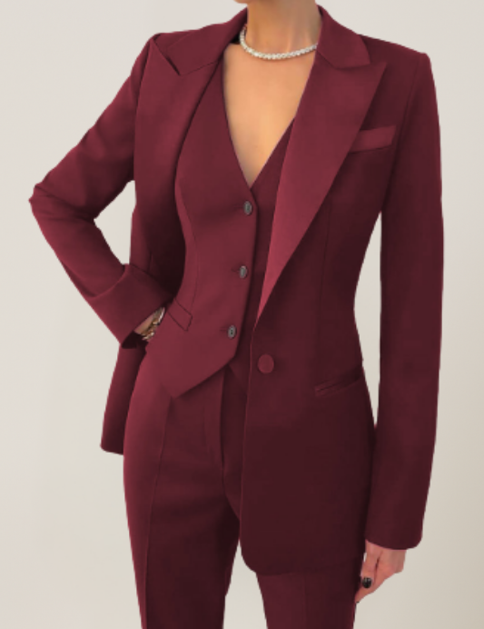 Dames chique 3-delig kostuum | Getailleerde blazer set