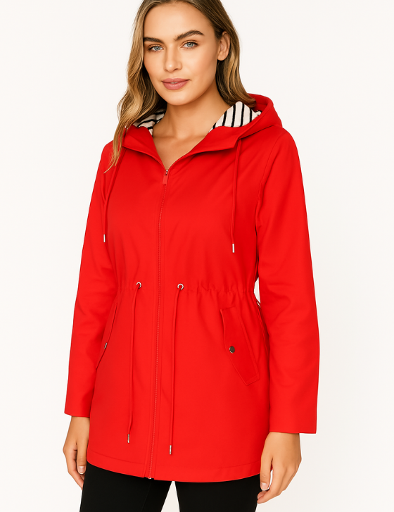 Dames regenjas | Parka met verstelbare taille en capuchon
