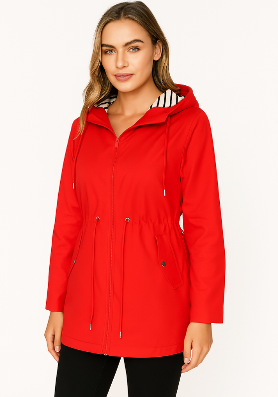 Dames regenjas | Parka met verstelbare taille en capuchon