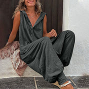 Dames jumpsuit met wijdvallende pijpen - Lente en zomer