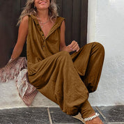 Dames jumpsuit met wijdvallende pijpen - Lente en zomer