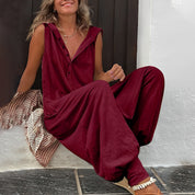 Dames jumpsuit met wijdvallende pijpen - Lente en zomer