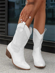 Cowboylaarzen dames | Halflange western laarzen met geperforeerd design