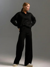 Ribbed Knit Lounge Set | Tweedelige Loungewear Set met Wijde Broek