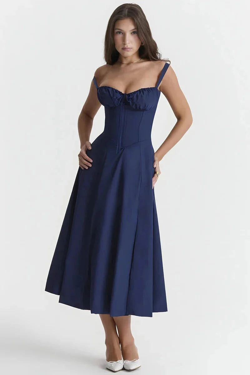 Floral Corset Midi Jurk met Split | Elegante Zomerjurk Dames