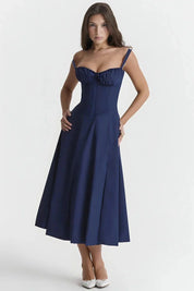 Floral Corset Midi Jurk met Split | Elegante Zomerjurk Dames
