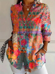 Dames zomer blouse met kleurijke print en losse pasvorm