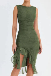 Dames Stretch Mesh Zomerjurkje - Met Ruche Zoom