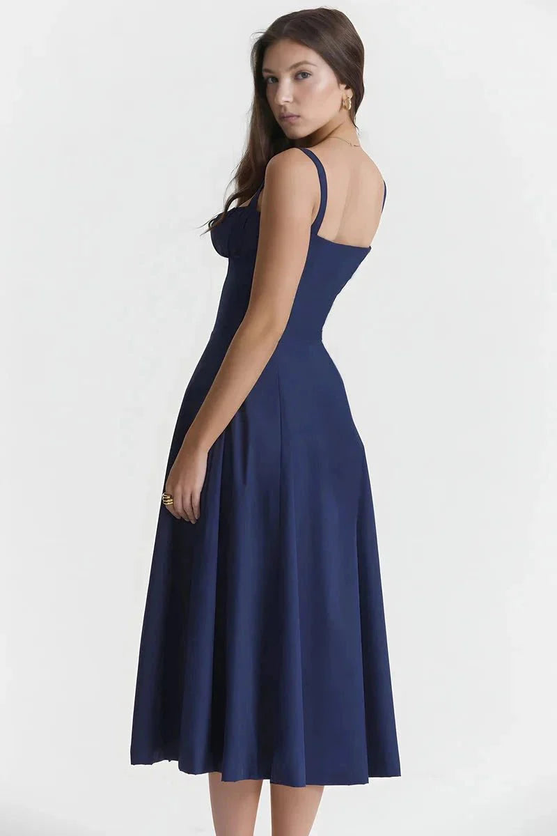 Floral Corset Midi Jurk met Split | Elegante Zomerjurk Dames