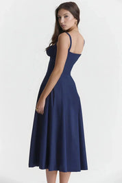 Floral Corset Midi Jurk met Split | Elegante Zomerjurk Dames