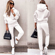 Warm dames joggingpak met hoodie en joggingbroek | Herfst/winter set