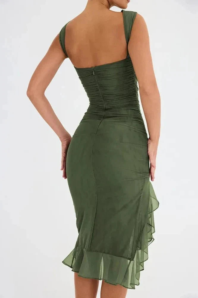 Dames Stretch Mesh Zomerjurkje - Met Ruche Zoom