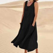 Dames zomerjurk mouwloos - Ronde hals relaxed fit