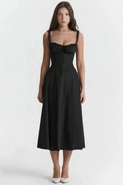 Floral Corset Midi Jurk met Split | Elegante Zomerjurk Dames