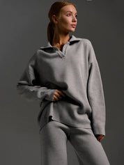 Ribbed Knit Lounge Set | Tweedelige Loungewear Set met Wijde Broek