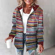 Dames Geruite Overjas met Capuchon | Lange Shacket met Lange Mouw