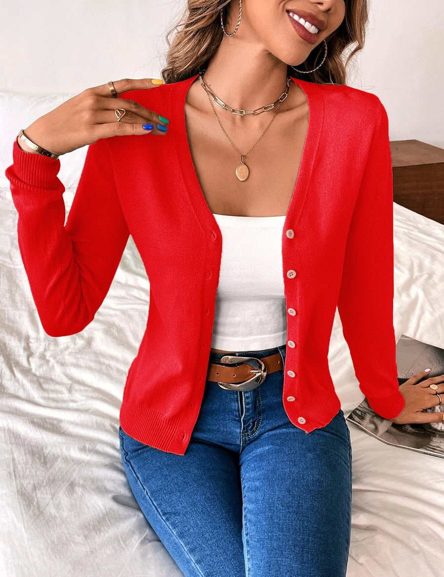 Basic dames vest | Dun gebreid vest met knoopsluiting