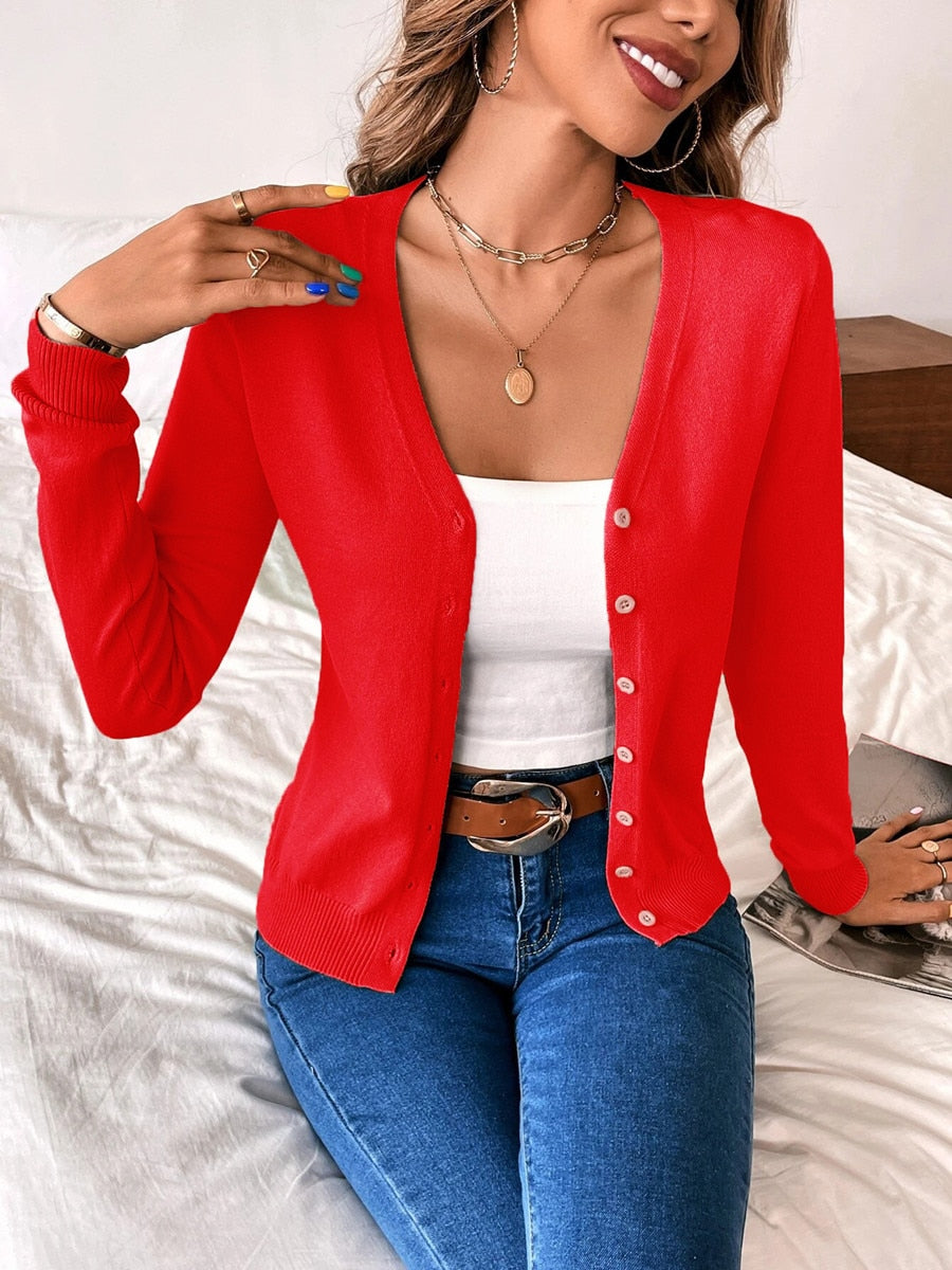 Basic dames vest | Dun gebreid vest met knoopsluiting