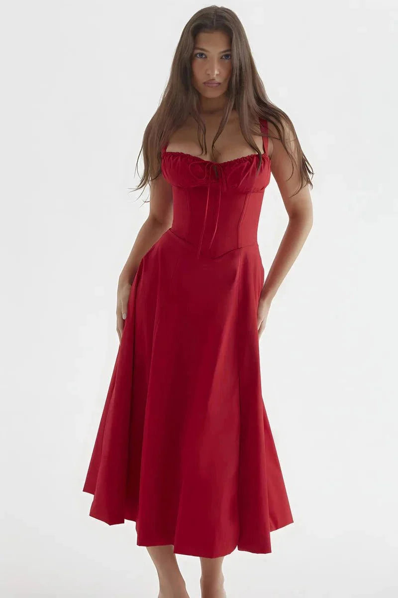 Floral Corset Midi Jurk met Split | Elegante Zomerjurk Dames