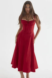 Floral Corset Midi Jurk met Split | Elegante Zomerjurk Dames