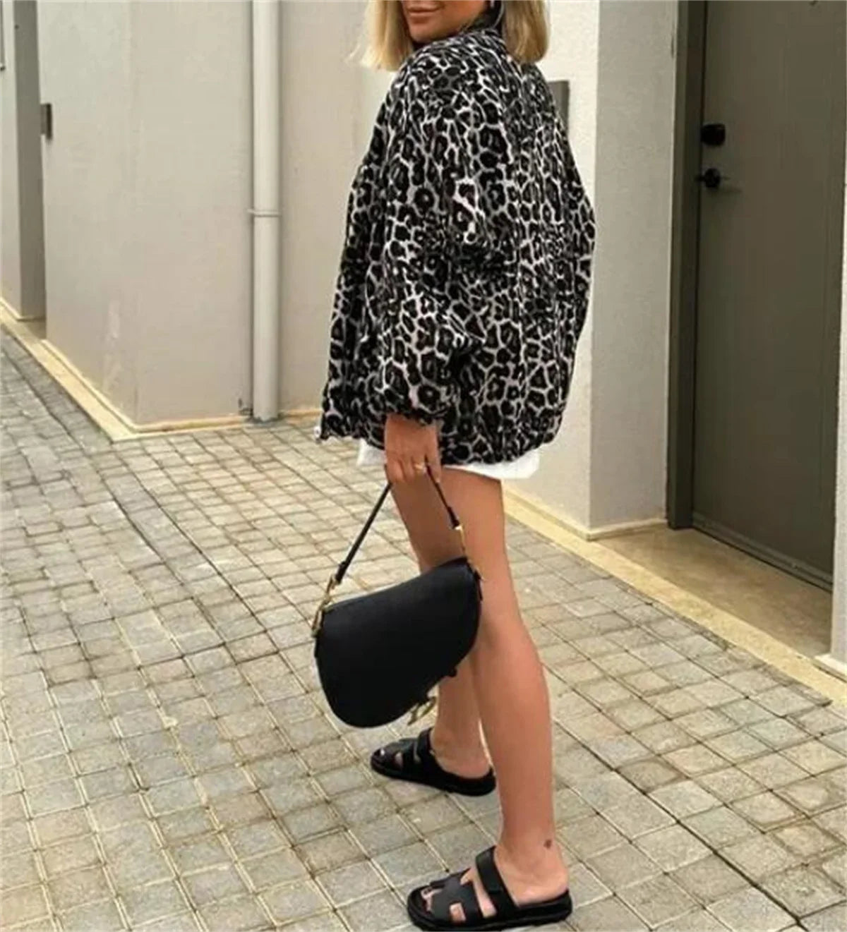 Dames winterjas met luipaardprint | Bomberjacket