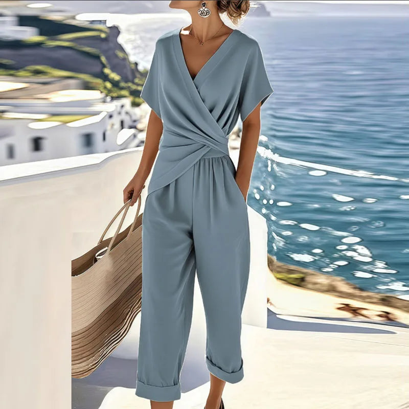 Women's summer set with wrap top and pants